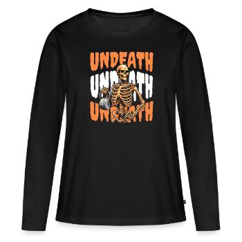 Kettlebell Squelette Mort-Mort - T-shirt manches longues Premium bio Femme - noir - Devant - Julia (174cm)
