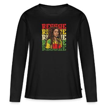 Reggae - Frauen Premium Bio Langarmshirt - Schwarz - Vorne - Julia (174cm)