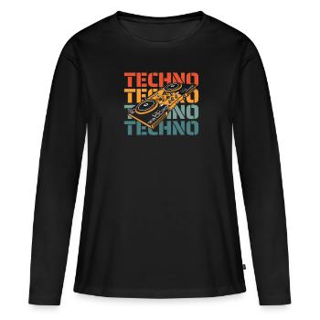 Techno Raver - T-shirt manches longues Premium bio Femme - noir - Devant - Julia (174cm)