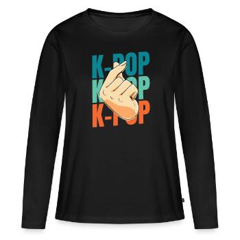 K Pop Kpop Pop coréenne - T-shirt manches longues Premium bio Femme - noir - Devant - Julia (174cm)