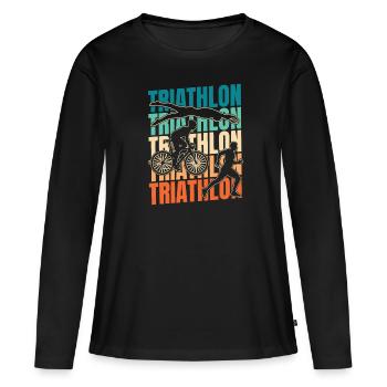 Triathlon Triathlète - T-shirt manches longues Premium bio Femme - noir - Devant - Julia (174cm)