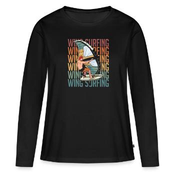 Wing Surf Wing Foil - T-shirt manches longues Premium bio Femme - noir - Devant - Julia (174cm)