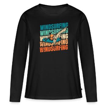 Windsurfen Windsurfer - Frauen Premium Bio Langarmshirt - Schwarz - Vorne - Julia (174cm)