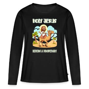Saint Jésus chevauchant un dromadaire - T-shirt manches longues Premium bio Femme - noir - Devant - Julia (174cm)