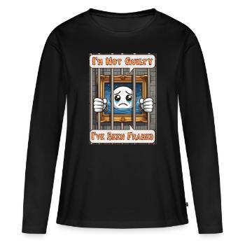 Je ne suis pas coupable, j’ai été piégé - T-shirt manches longues Premium bio Femme - noir - Devant - Julia (174cm)