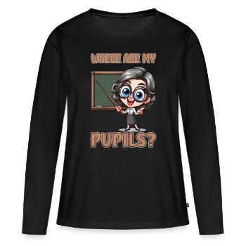Où sont mes élèves ? - T-shirt manches longues Premium bio Femme - noir - Devant - Julia (174cm)