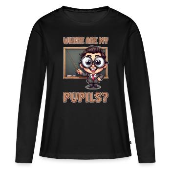 Où sont mes élèves ? - T-shirt manches longues Premium bio Femme - noir - Devant - Julia (174cm)