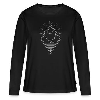Poule Poule Phases de Lune - T-shirt manches longues Premium bio Femme - noir - Devant - Julia (174cm)