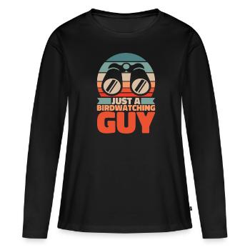 Vogelbeobachter Just A Birdwatching Guy - Frauen Premium Bio Langarmshirt - Schwarz - Vorne - Julia (174cm)