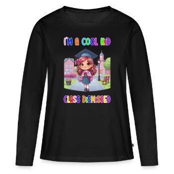 Je suis un gamin cool – classe rejetée - T-shirt manches longues Premium bio Femme - noir - Devant - Julia (174cm)