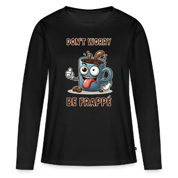 Ne vous inquiétez pas, soyez frappé - T-shirt manches longues Premium bio Femme - noir - Devant - Julia (174cm)