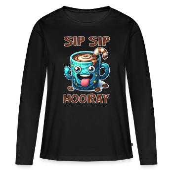 Sip Sip Hourra / Hipp Hipp Hurra - T-shirt manches longues Premium bio Femme - noir - Devant - Julia (174cm)