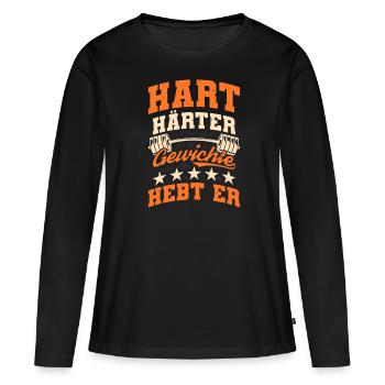 Haltère - T-shirt manches longues Premium bio Femme - noir - Devant - Julia (174cm)