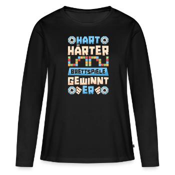 Jeu de société Jeu de société - T-shirt manches longues Premium bio Femme - noir - Devant - Julia (174cm)