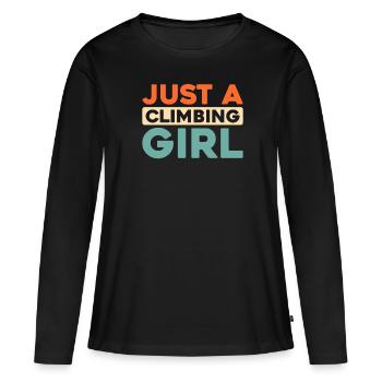 Grimpeuse d’escalade juste une grimpeuse - T-shirt manches longues Premium bio Femme - noir - Devant - Julia (174cm)