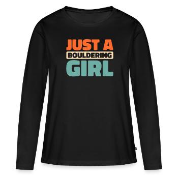 Bouldern Bouldering Bouldering Juste une fille de bloc - T-shirt manches longues Premium bio Femme - noir - Devant - Julia (174cm)