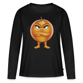 Orange - Frauen Premium Bio Langarmshirt - Schwarz - Vorne - Julia (174cm)