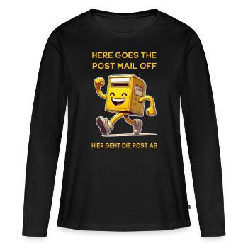 Voici le courrier postal. C’est là que va le courrier - T-shirt manches longues Premium bio Femme - noir - Devant - Julia (174cm)