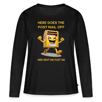 Voici le courrier postal. C’est là que va le courrier - T-shirt manches longues Premium bio Femme - noir - Devant - Julia (174cm)