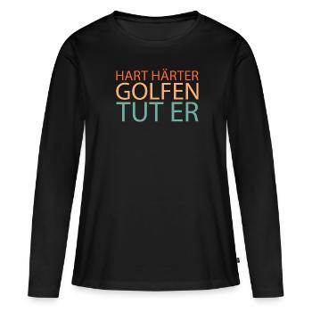 Golf Golfer Golfen - Frauen Premium Bio Langarmshirt - Schwarz - Vorne - Julia (174cm)