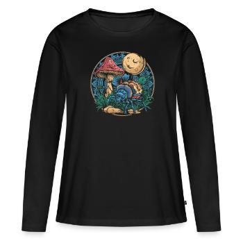 Champignons Fairycore Luna Moth - T-shirt manches longues Premium bio Femme - noir - Devant - Julia (174cm)