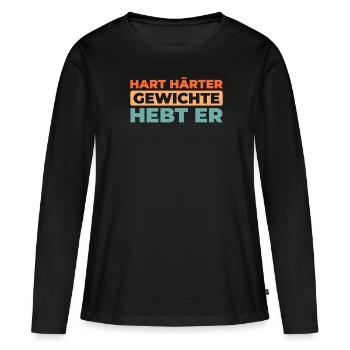 Haltère - T-shirt manches longues Premium bio Femme - noir - Devant - Julia (174cm)