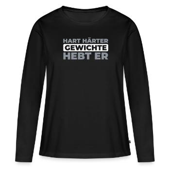 Haltère - T-shirt manches longues Premium bio Femme - noir - Devant - Julia (174cm)
