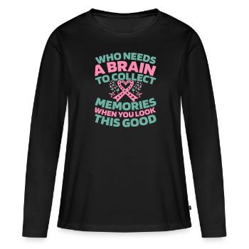 Maladie d’Alzheimer - T-shirt manches longues Premium bio Femme - noir - Devant - Julia (174cm)
