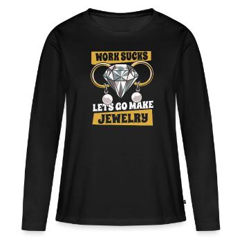 Fabrication de bijoux - T-shirt manches longues Premium bio Femme - noir - Devant - Julia (174cm)