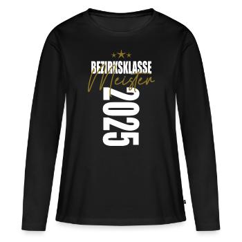 Meister Bezirksklasse 2025 Aufstiegstrikot - Frauen Premium Bio Langarmshirt - Schwarz - Vorne - Julia (174cm)