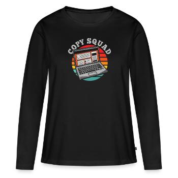 Équipe de rédacteurs - T-shirt manches longues Premium bio Femme - noir - Devant - Julia (174cm)