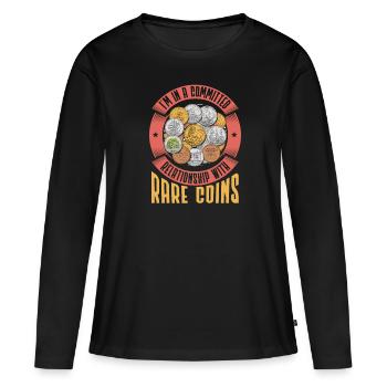 Collection de pièces de monnaie Collectionneurs de pièces de monnaie - T-shirt manches longues Premium bio Femme - noir - Devant - Julia (174cm)