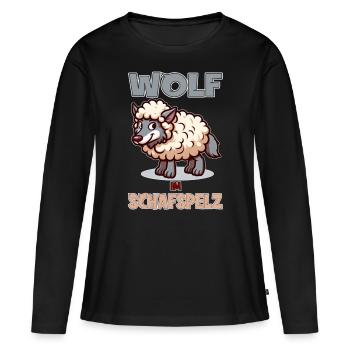 Loup déguisé en mouton - T-shirt manches longues Premium bio Femme - noir - Devant - Julia (174cm)