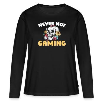 Jeu de société Jeu de société - T-shirt manches longues Premium bio Femme - noir - Devant - Julia (174cm)