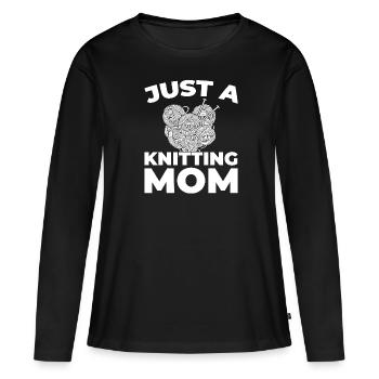 Frappée juste une maman tricoteuse - T-shirt manches longues Premium bio Femme - noir - Devant - Julia (174cm)
