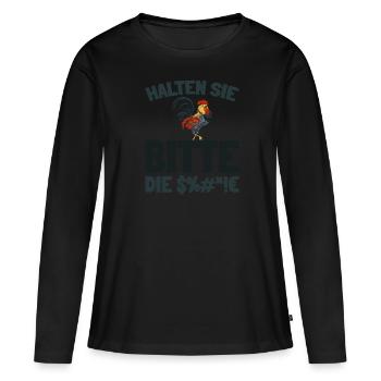 chicken hen please keep your mouth shut - Women's Premium Organic Long Sleeve Shirt - black - Front - Julia (174cm)