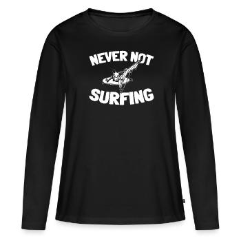 Windsurfen Windsurfer - Frauen Premium Bio Langarmshirt - Schwarz - Vorne - Julia (174cm)