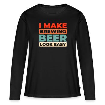 Constructeur - T-shirt manches longues Premium bio Femme - noir - Devant - Julia (174cm)