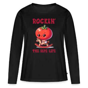 Secouer la vie mûre - T-shirt manches longues Premium bio Femme - noir - Devant - Julia (174cm)