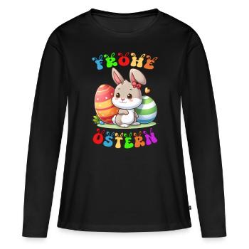 Frohe Ostern - Frauen Premium Bio Langarmshirt - Schwarz - Vorne - Julia (174cm)