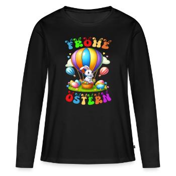 Joyeuses Pâques - T-shirt manches longues Premium bio Femme - noir - Devant - Julia (174cm)