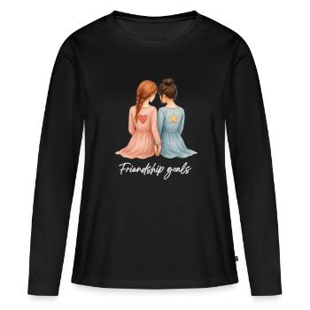 Girlfriends Watercolor – Redhead & Brunette Back - Women's Premium Organic Long Sleeve Shirt - black - Front - Julia (174cm)