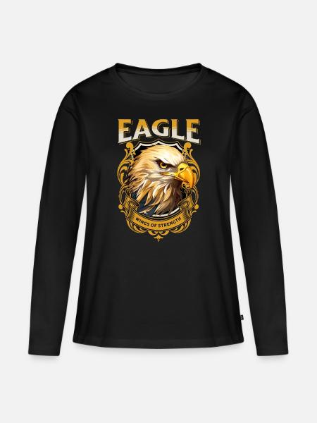 Adler Adlerkopf Gold Raubvogel Vogel Tier Natur - Frauen Premium Bio Langarmshirt - Schwarz