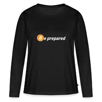 Bitcoin Logo Be Prepared - Women's Premium Organic Long Sleeve Shirt - black - Front - Julia (174cm)