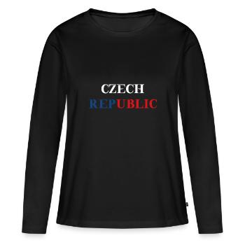 République tchèque République tchèque Idée cadeau - T-shirt manches longues Premium bio Femme - noir - Devant - Julia (174cm)