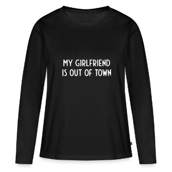 Saint-Valentin Hommes célibataires Drôle Gag Cadeaux Joie - T-shirt manches longues Premium bio Femme - noir - Devant - Julia (174cm)