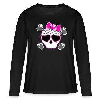 Skull Sweet Rockabilly - T-shirt manches longues Premium bio Femme - noir - Devant - Julia (174cm)
