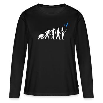 Modellflug Evolution - Frauen Premium Bio Langarmshirt - Schwarz - Vorne - Julia (174cm)