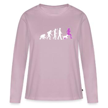 Evolution Laufen Jogger Gassi Hund Herrchen - Frauen Premium Bio Langarmshirt - Altrosa - Vorne - Julia (174cm)