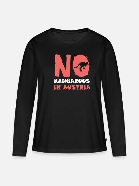 No Kangaroos in Austria - Frauen Premium Bio Langarmshirt - Schwarz